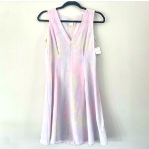 Silk Club Monaco Sleeveless 100% Silk Colorful Pastel Dress